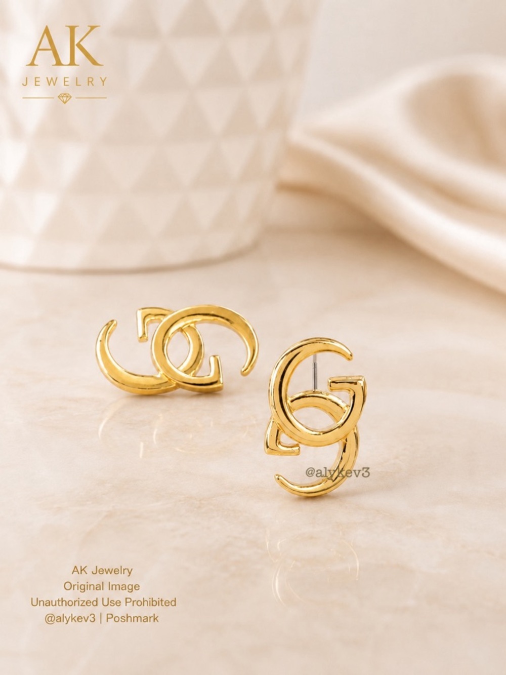 💎Stunning Gold Double Statement Stud Earrings – 1¼” Gold-Tone Earrings